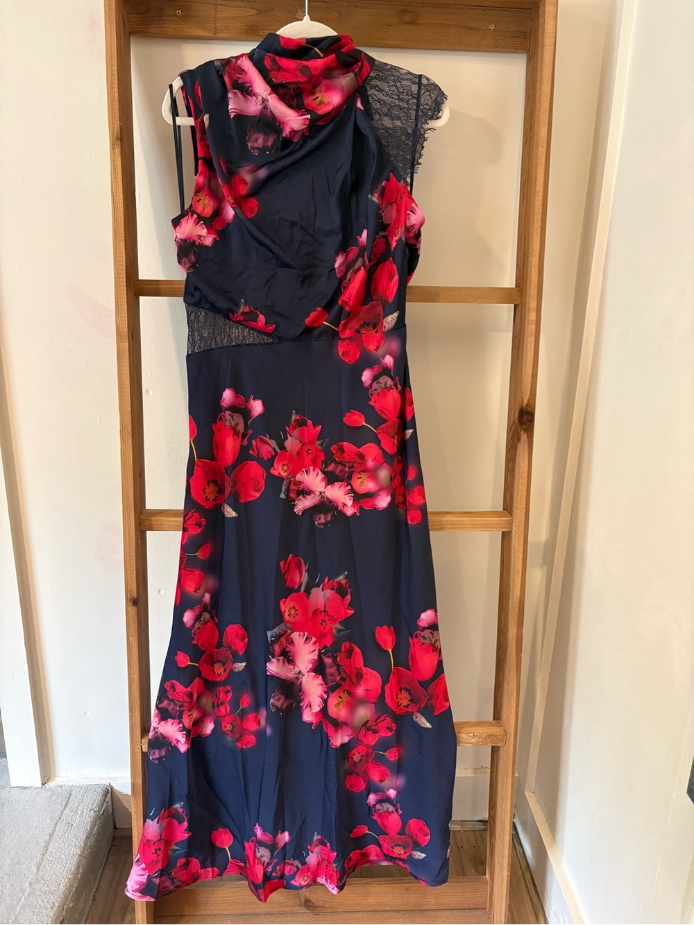 Petal & Pup Annabelle Floral Cowl Neck Satin Maxi Dress M - Picture 3 of 6
